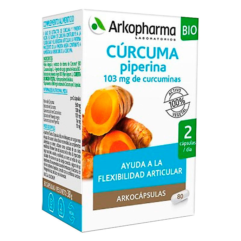 Arkocapsulas bio curcuma piperina 80caps